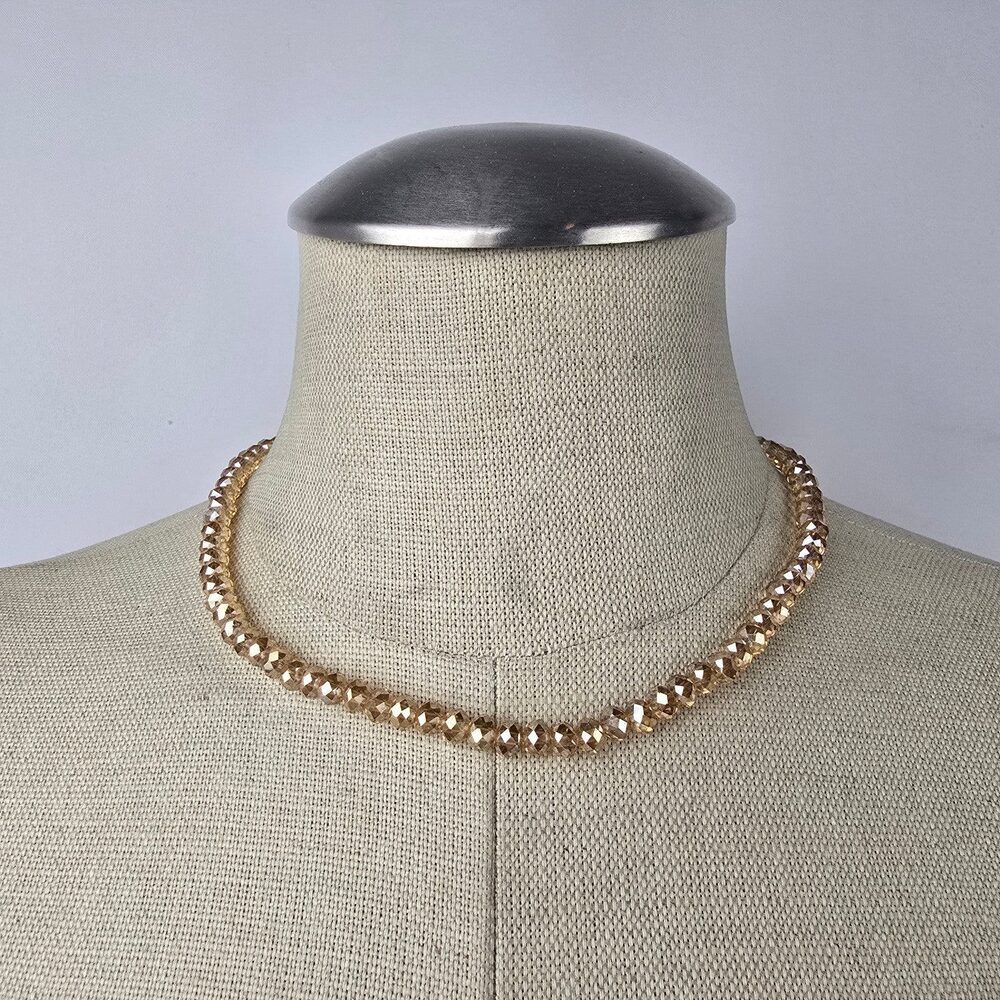 Amber Glass Beaded Collar Magnetic Clasp Necklace